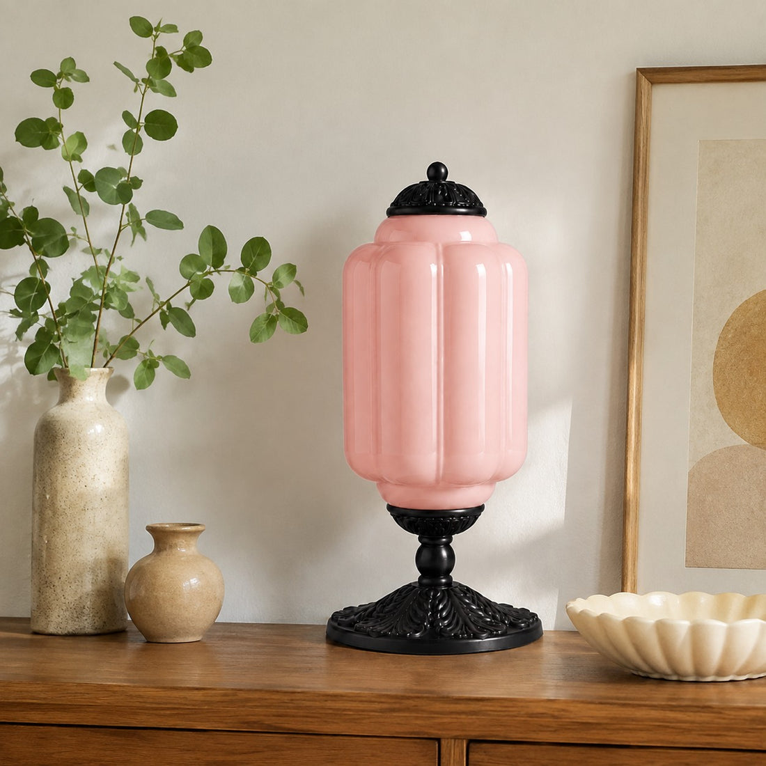 Eloise Milk Glass Table Lamp for Bedroom Decor