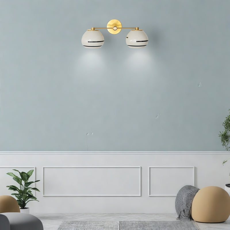 Two Light Delta Wall Sconce - Double Head Vanity Ceramic Wall Lamp