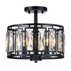 Industrial  Crystal Drum Ceiling Lamp - Entrance Glass Flush Mount Light