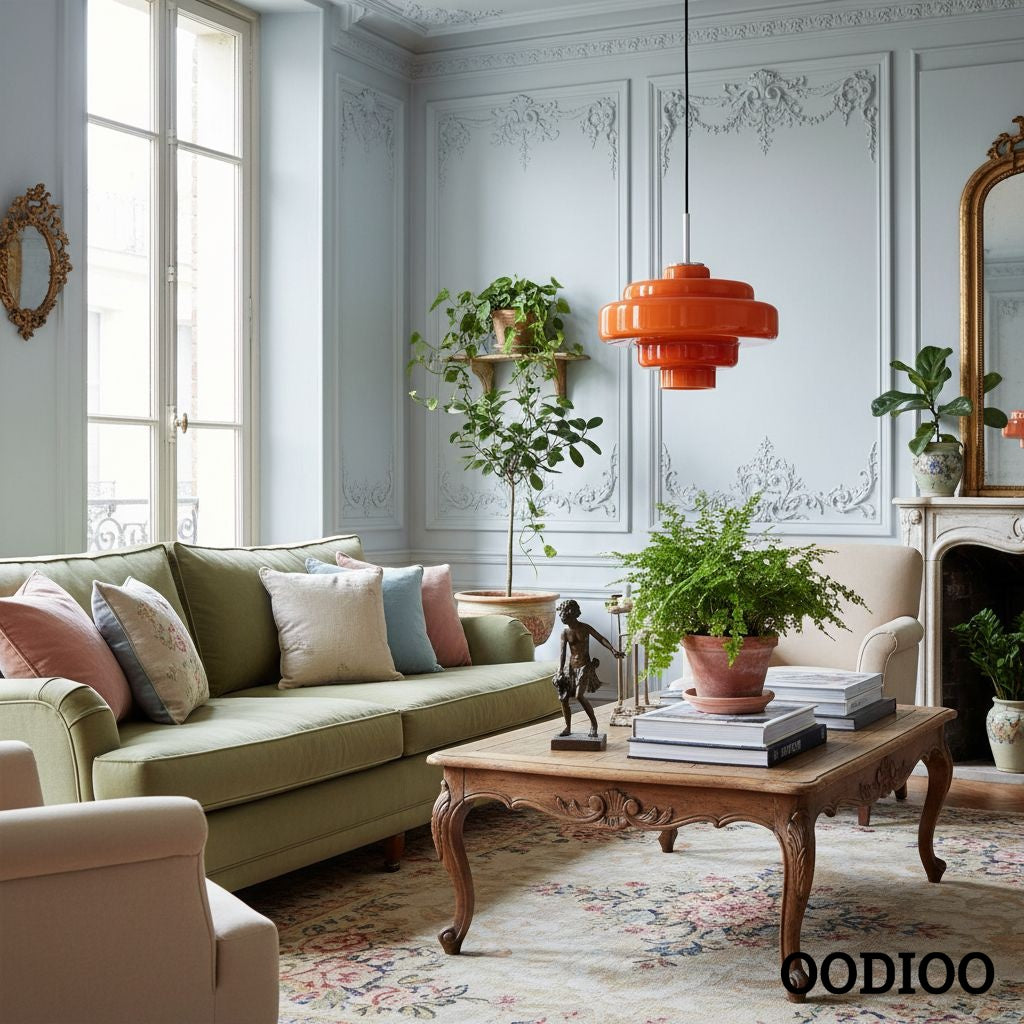 Koloro Elegant Retro Glass Pendant Light – Adjustable Length for Living Room & Hallway