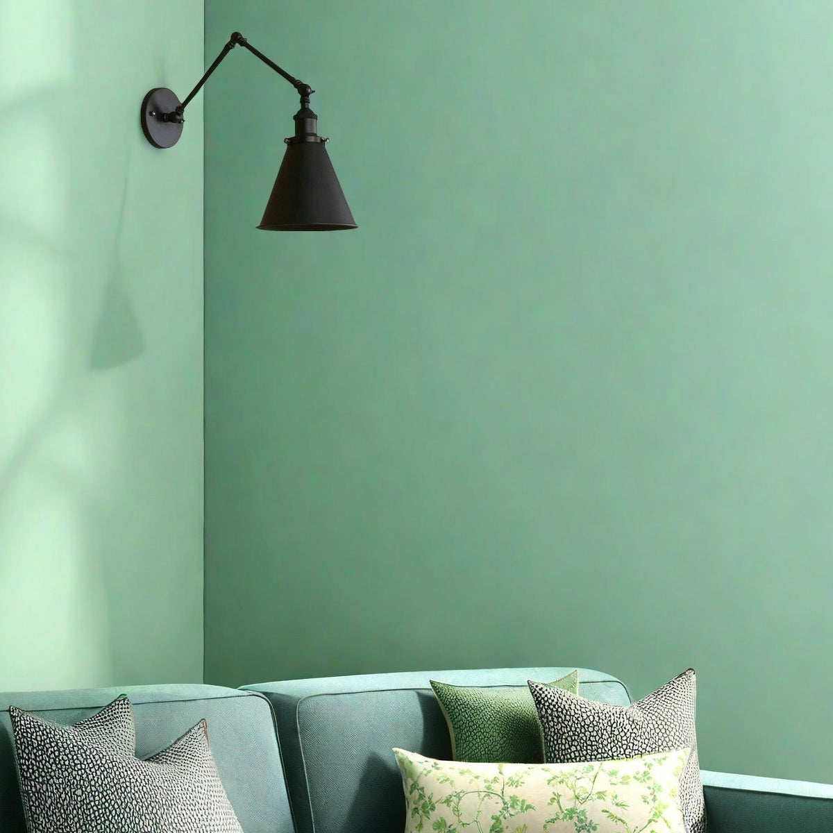 Industrial Swing Arm Wall Light – Black Adjustable Metal Farmhouse Lamp