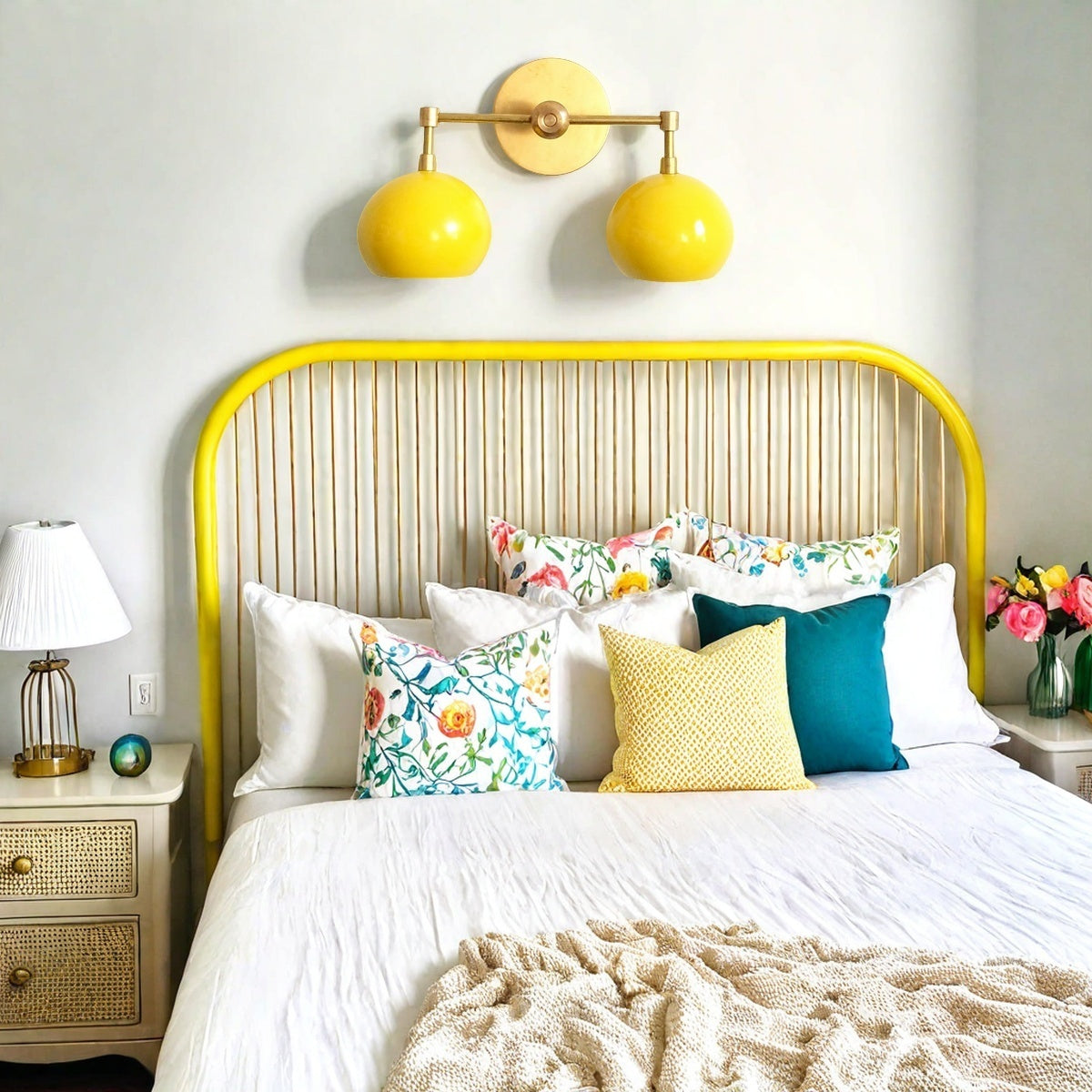 Sunshine Yellow Shades Sconce - Bubble Pop Vanity Wall Light For Bedroom