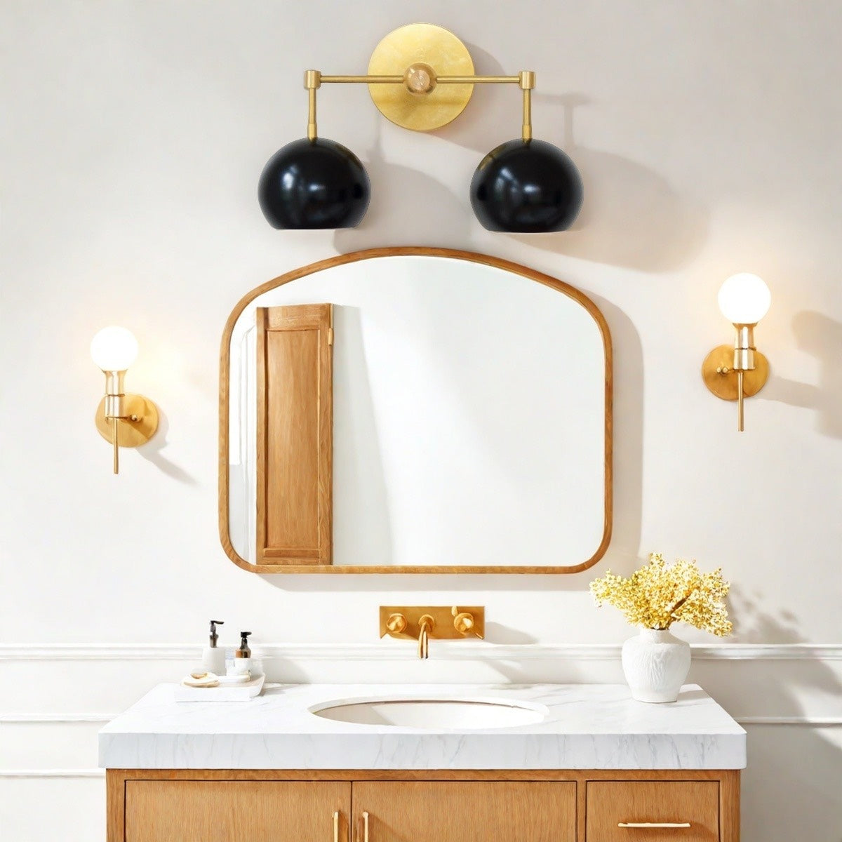 Black Shades Sconce - Double Head Matte Vanity Wall Light For Bedroom