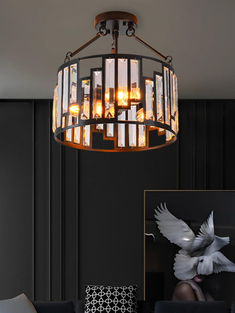 Retro Industrial Style 3-Light Pendant Lamp - Iron Birdcage Drum Light