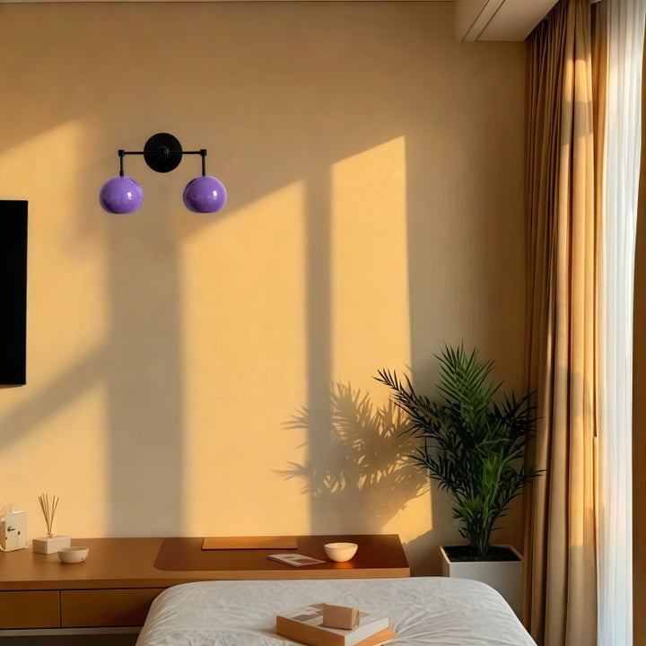 Orchid Shades Loa Sconce - Double Ball Gloss Purple Bath Wall Light