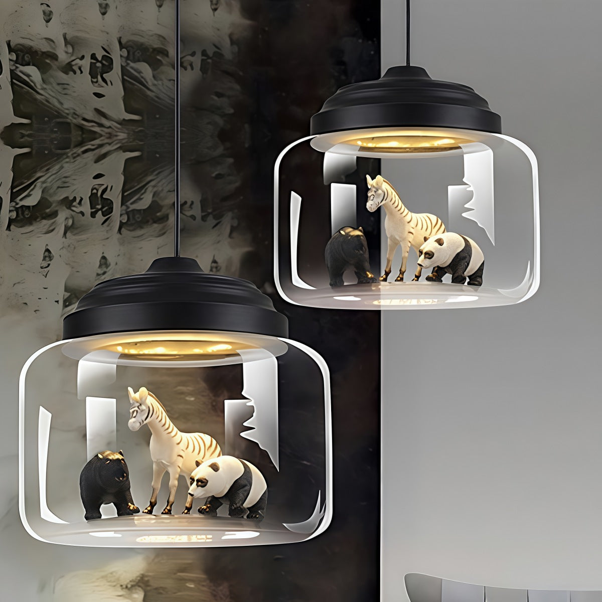 Creative Bell Jar Glass Pendant Light – Clear Zoo-Inspired Hanging Lamp