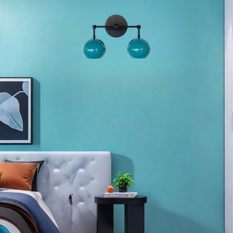 Navy Wall Light - Double Ball Bath Vanity Mirror Wall Sconce