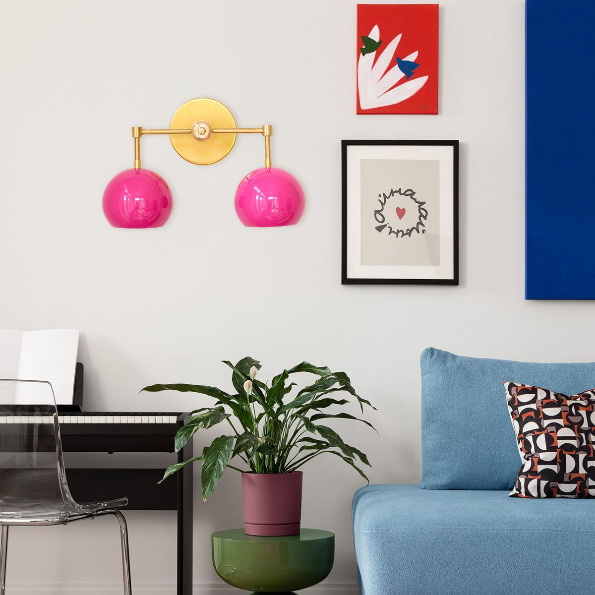 Doll Pink Wall Sconce - Double Head Globe-shaped Bath Wall Light