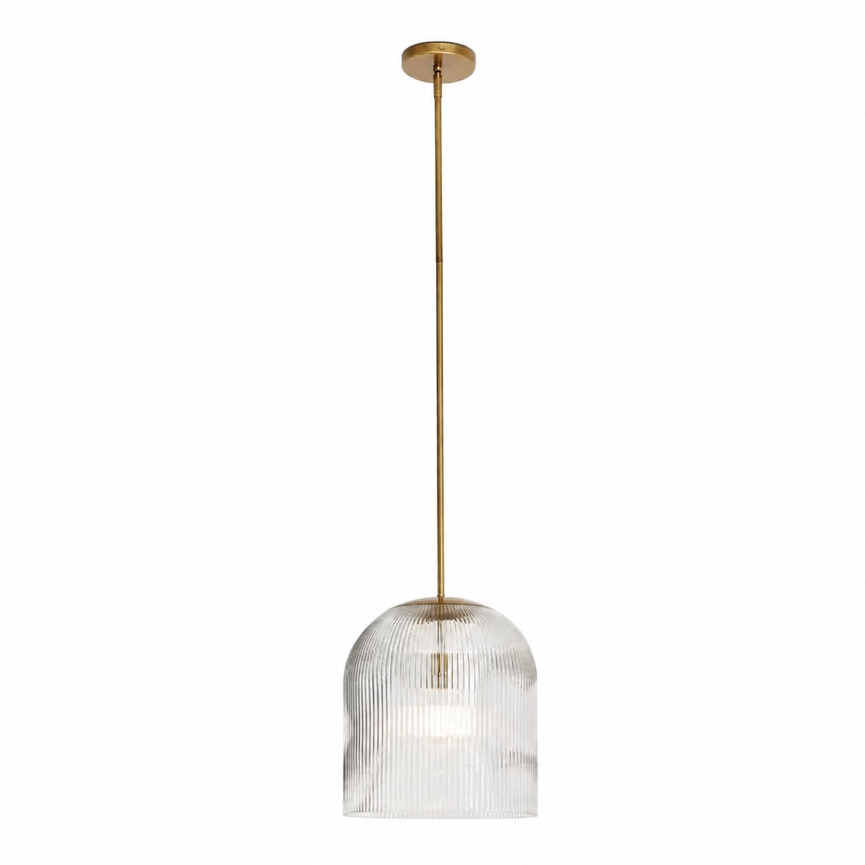 Alain Farmhouse Cooper Ribbed Glass Pendant Light