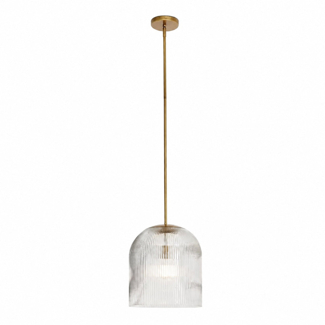 Alain Farmhouse Cooper Ribbed Glass Pendant Light