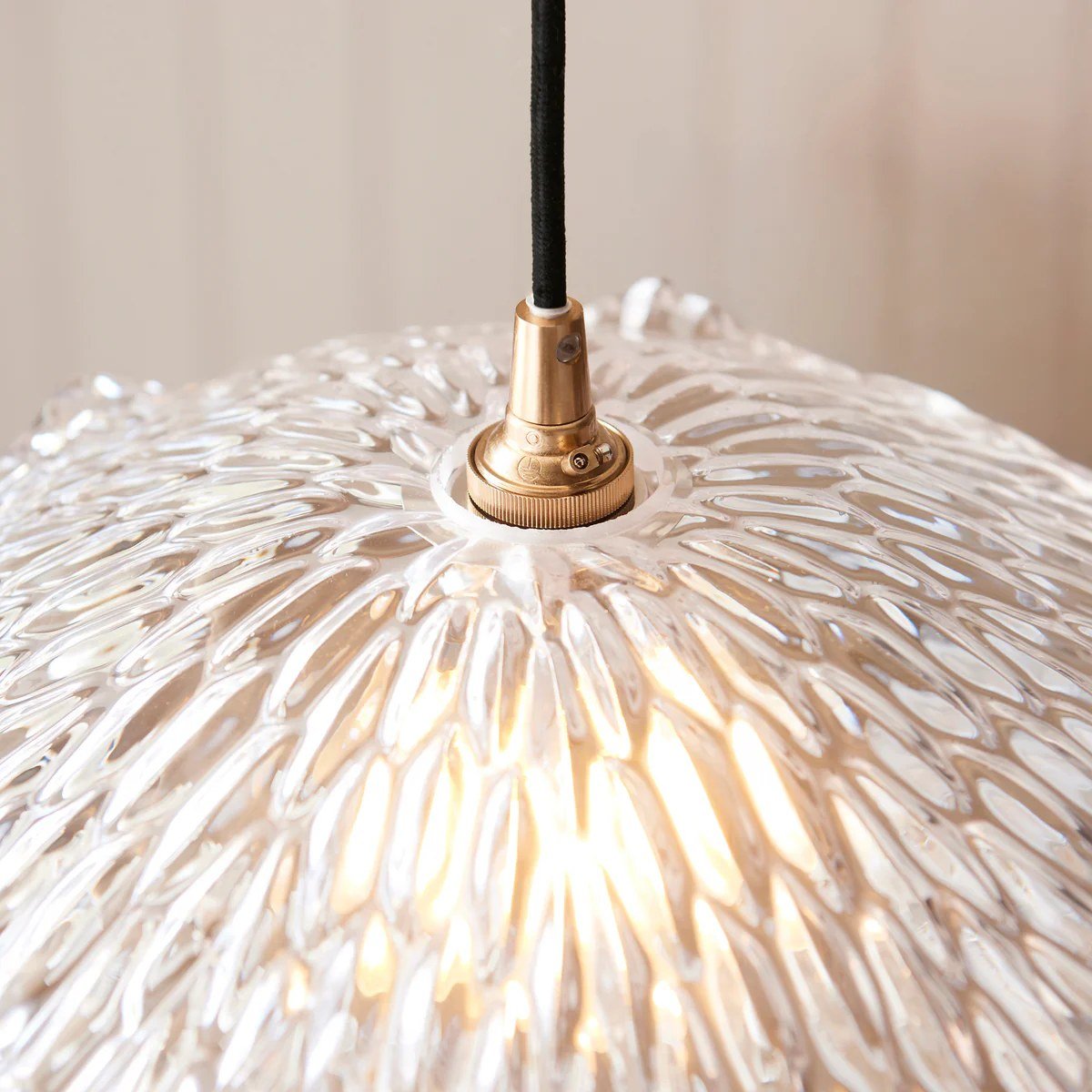 Floriaxis Floral Glass Pendant Light - Floral Glass Shade with Braided Cable for Kitchen or Dining
