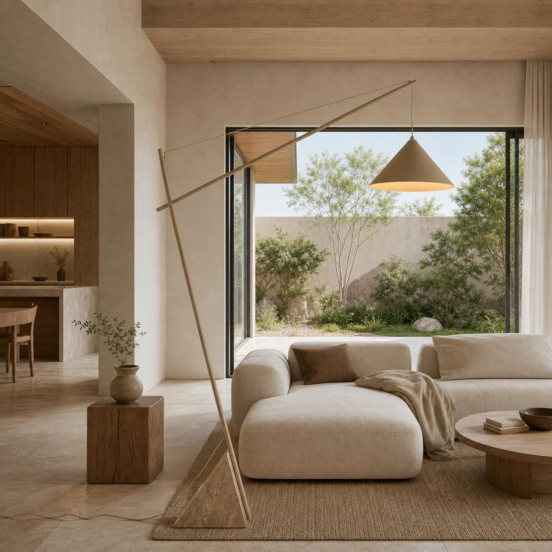 Grande Travertine Floor Lamp