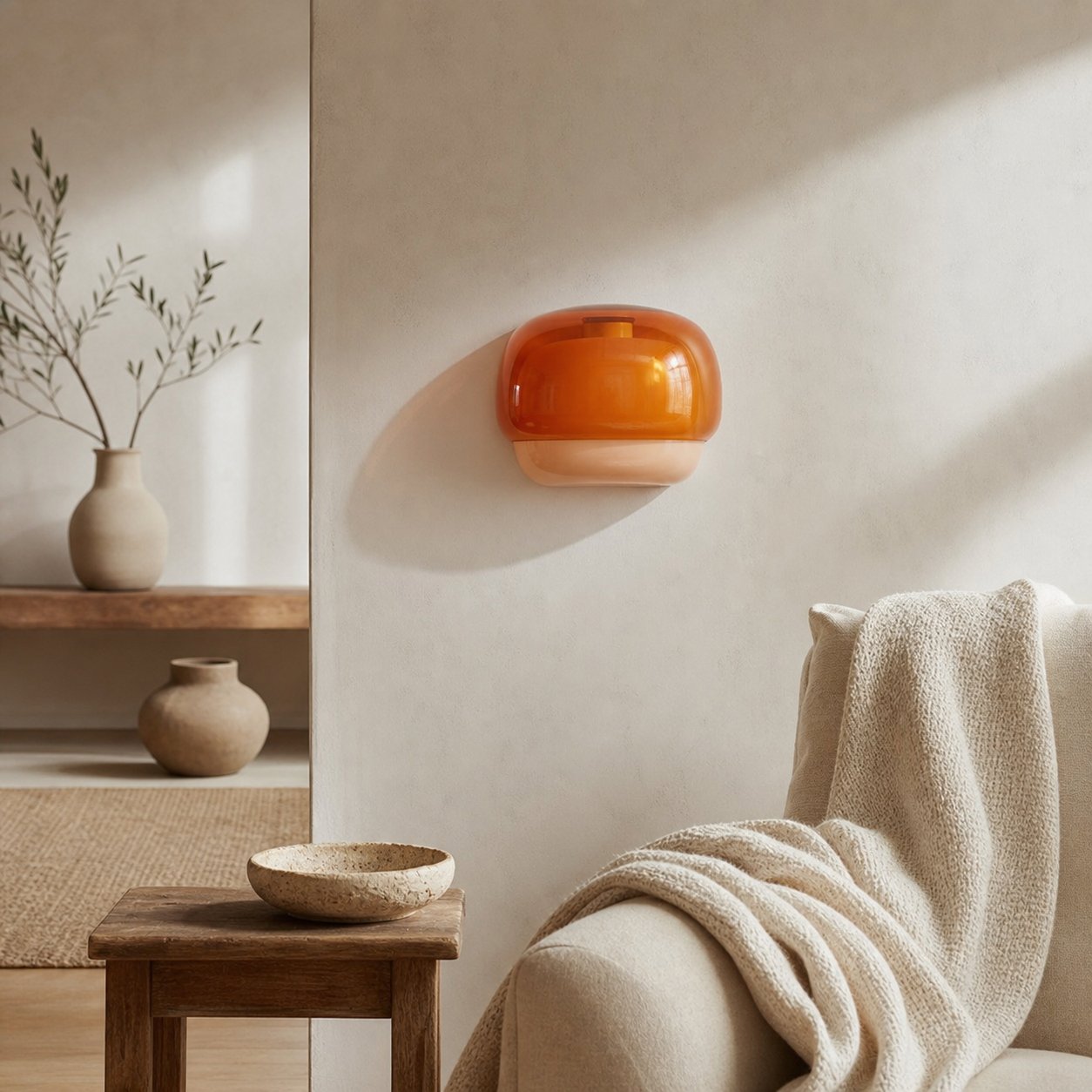 Clinco Colored Modern Vintage Glass Wall Lamp - Soft Mushroom Glow