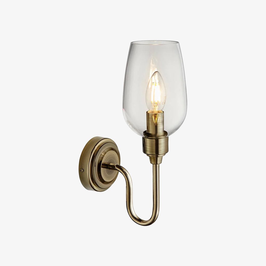 Clarione Art Deco Wall Light with Clear Glass Shade – Modern Metal Design for Hallways