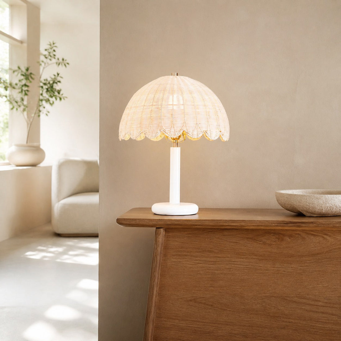 Olvara Rattan Bubble Table Lamp for Kids – Cozy Table Lighting in Boho Style