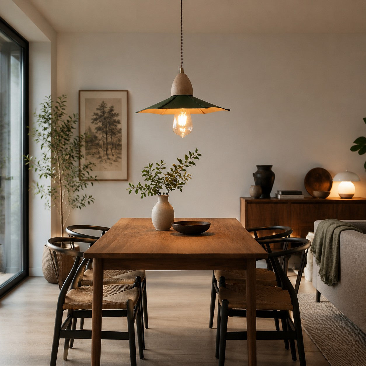 Vintage leather pendant light