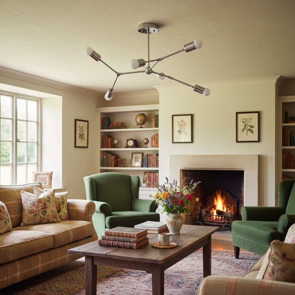 Lunivera Industrial Metal Chandelier – Sleek Geometric Ceiling Light Fixture for Living Room