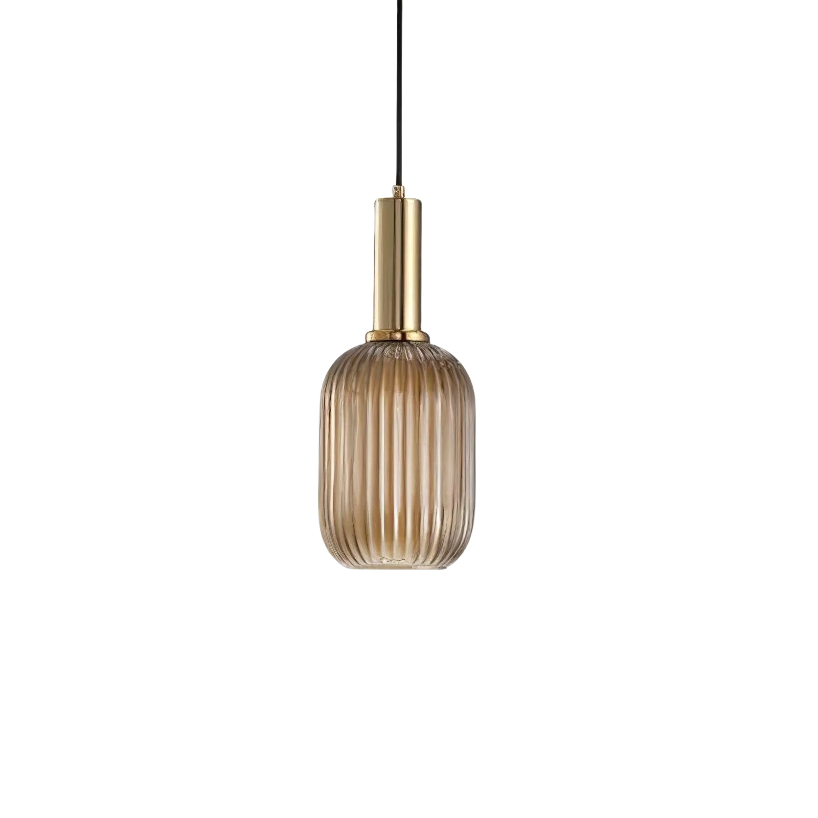 Ribbed Stained Glass Pendant Lamp – Retro Lantern Shape Hanging Light