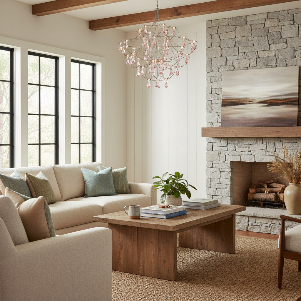 Crynora French Crystal Chandelier - Romantic Firefly Design in Luxe Style for Dining Room or Bedroom