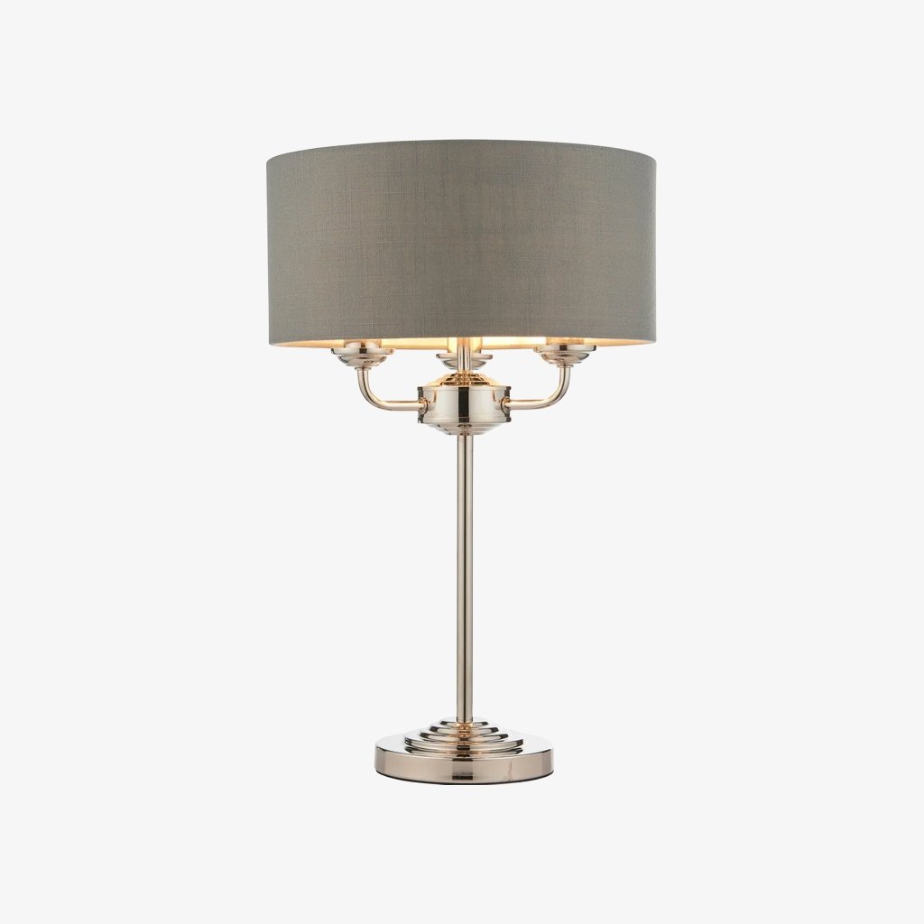Tela 1‑Light and 3‑Light Table Lamp – Modern Linen & Metal for Bedside or Living Room