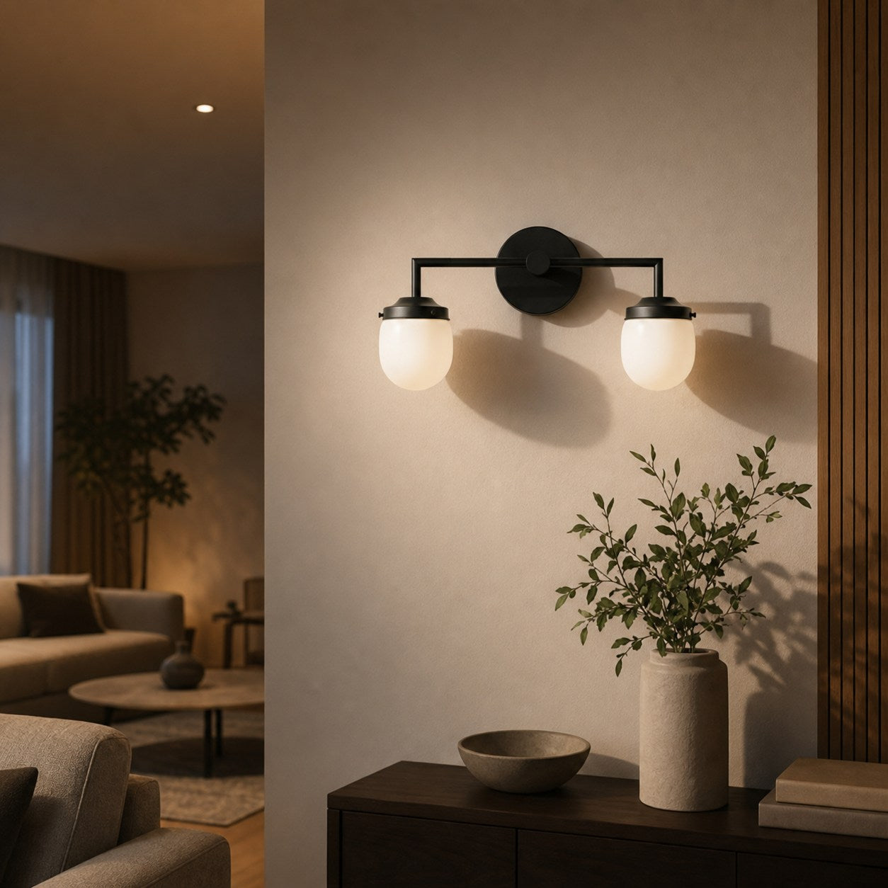 Opalume Glass Double Vanity Light - Vintage Style Bathroom Double Wall Lighting