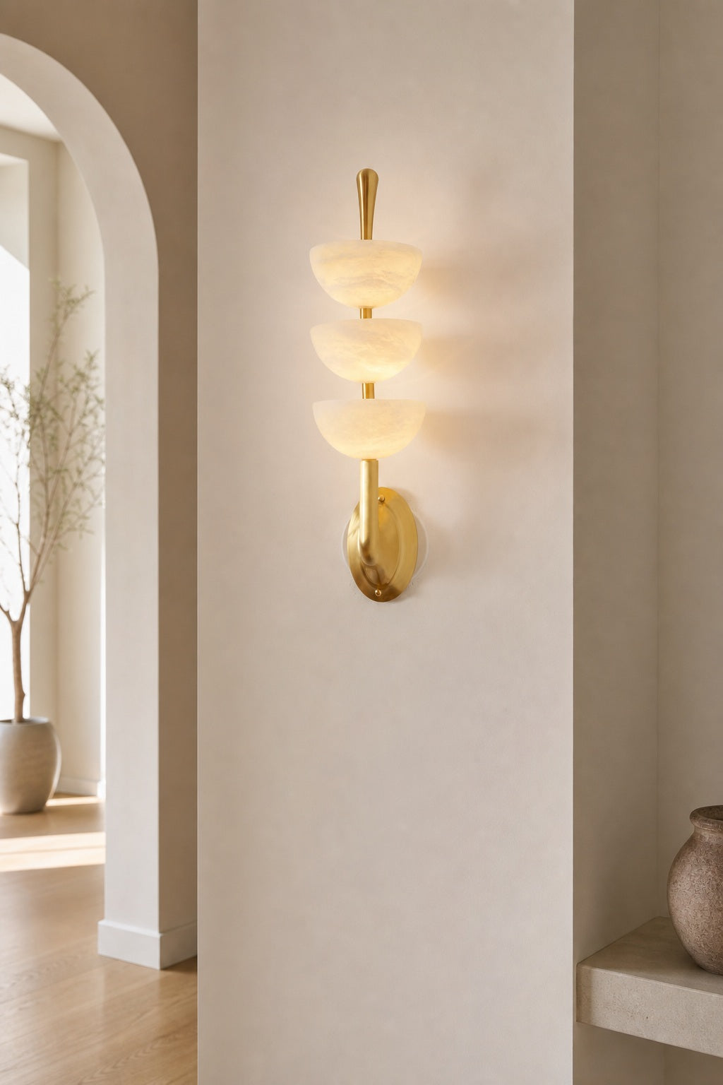 Triple Alabaster Wall Lamp