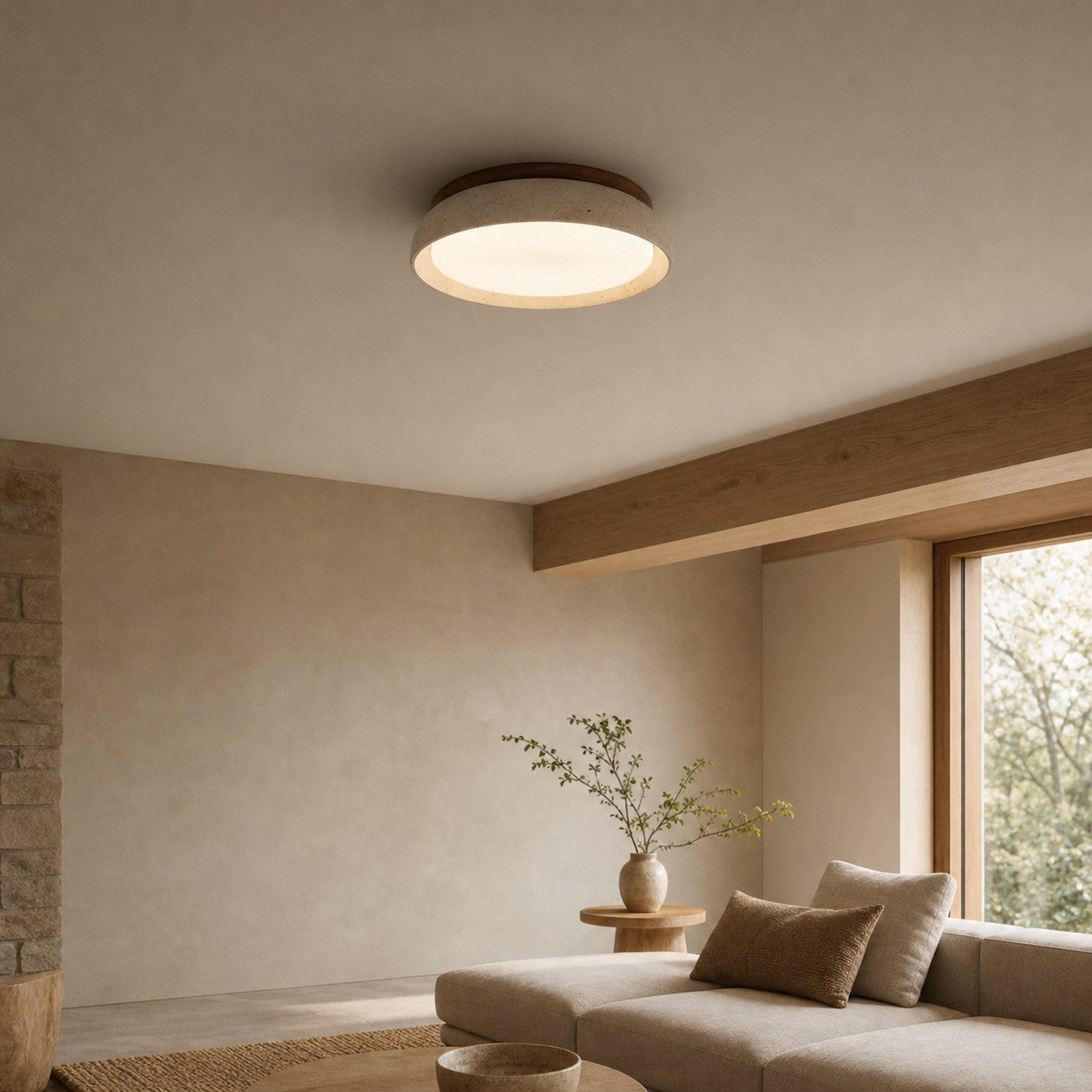 Torvella Round Ceiling Light Sculptural Disc Flush Mount - Modern Natural Bedroom Lighting