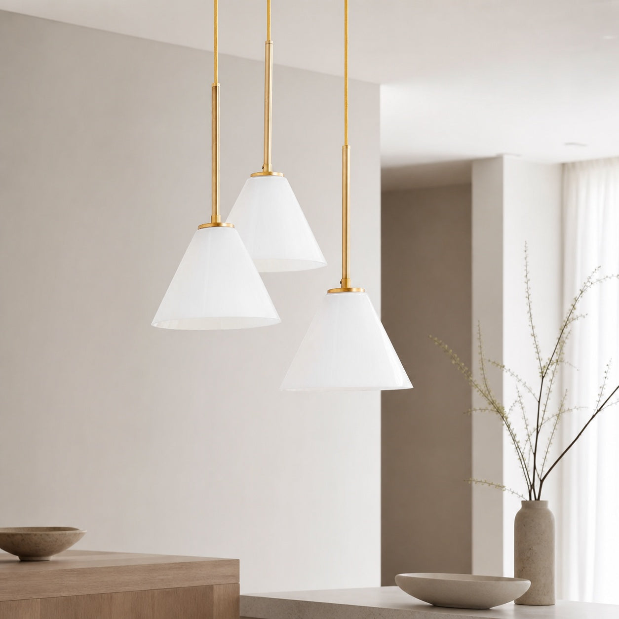 Conica 3-Light Cone Chandelier - Sculptural Glass Pendant Lighting Modern Style