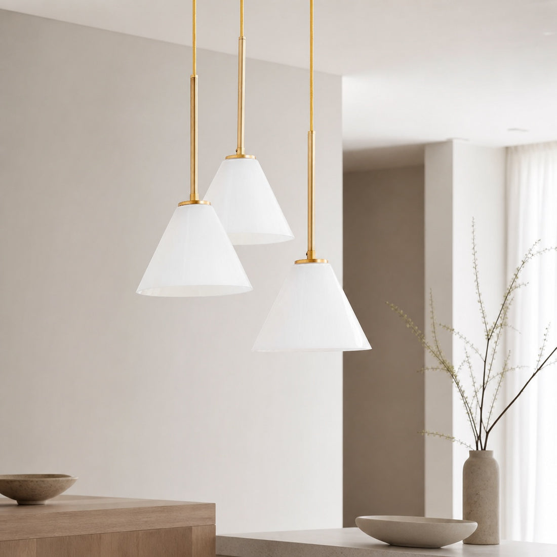 Conica 3-Light Cone Chandelier - Sculptural Glass Pendant Lighting Modern Style