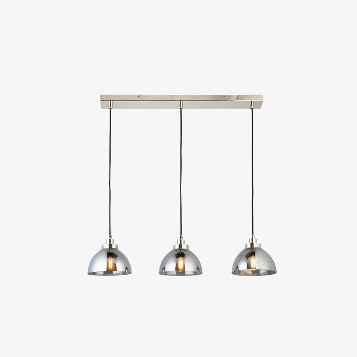 Shimmera 3-Light Linear Pendant – Mirror Glass Shades with Modern Nickel Finish for Dining Rooms