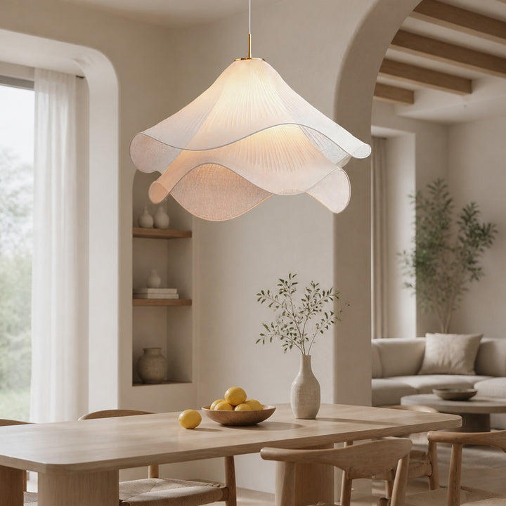 Ethereal Bloom French Floral Pleated Fabric Pendant Light