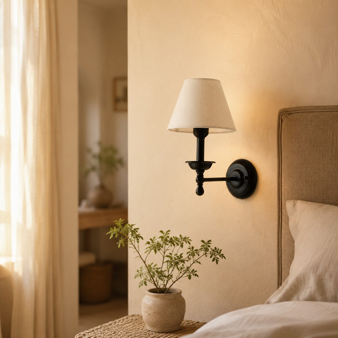 Vintage Fabric Shade Wall Sconce