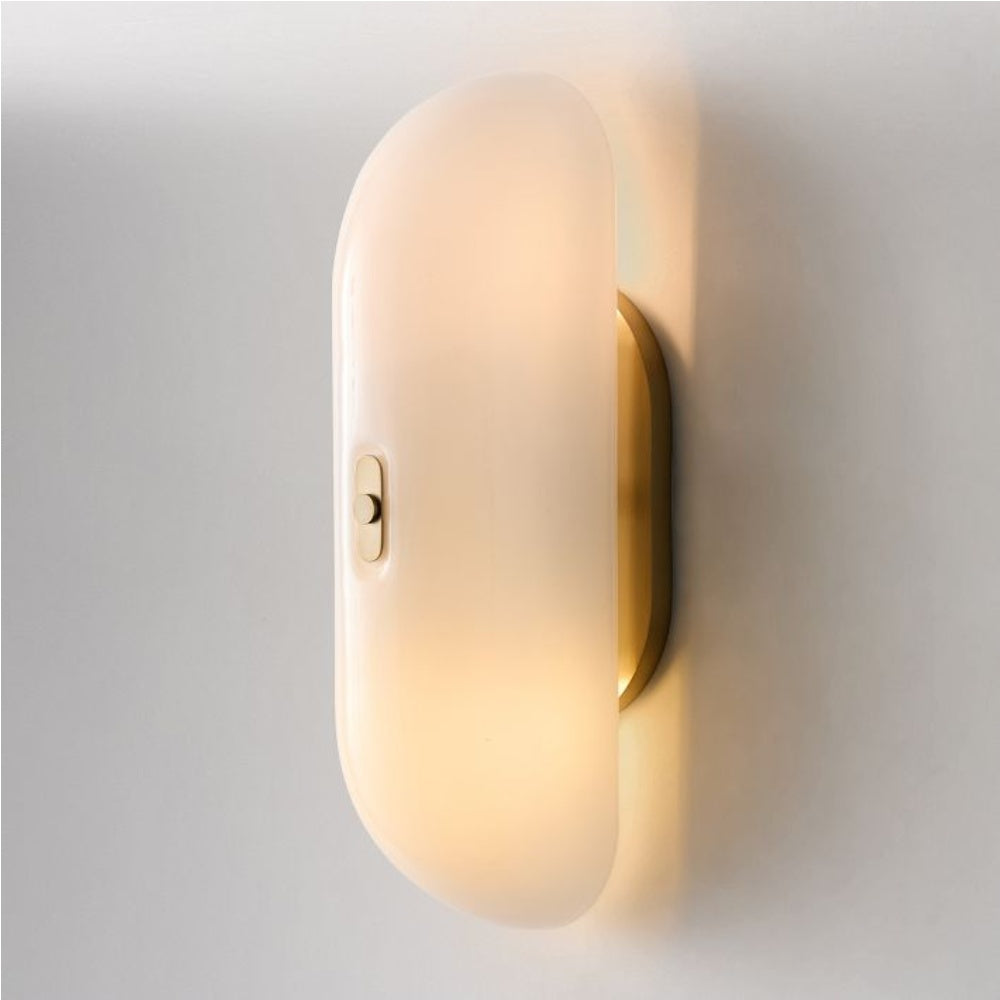 Ferosa Elegant Boat-Shaped Wall Lamp – Brass Finish with Milk Glass Linear Design