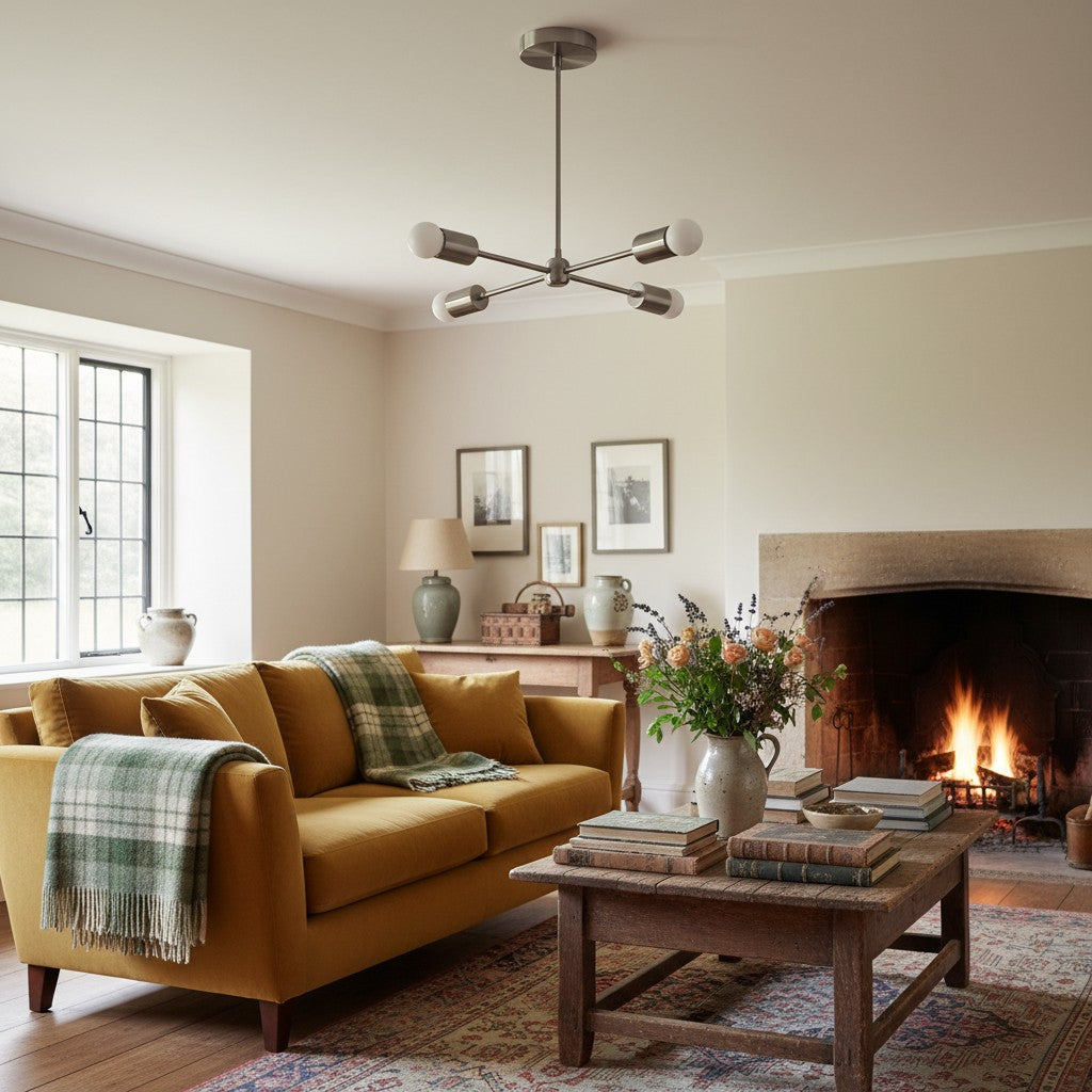 Lumen Radial-Arm Geometric Lamp – Modern Ceiling Lighting for Foyer or Office