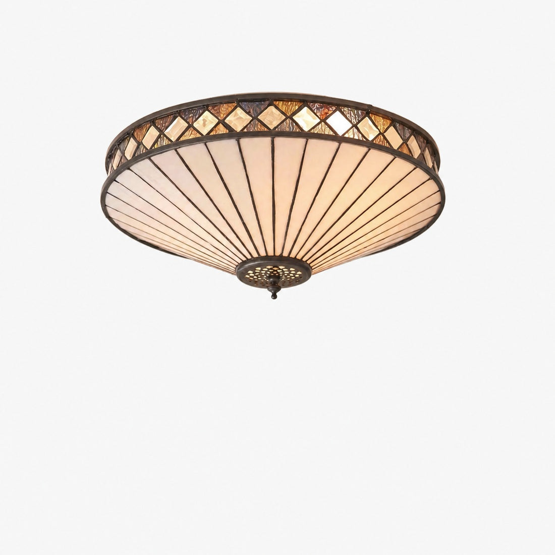 TF Fargo Geometric Flush Mount Light — Handcrafted Art Deco Stained Glass Lamp for Entryway