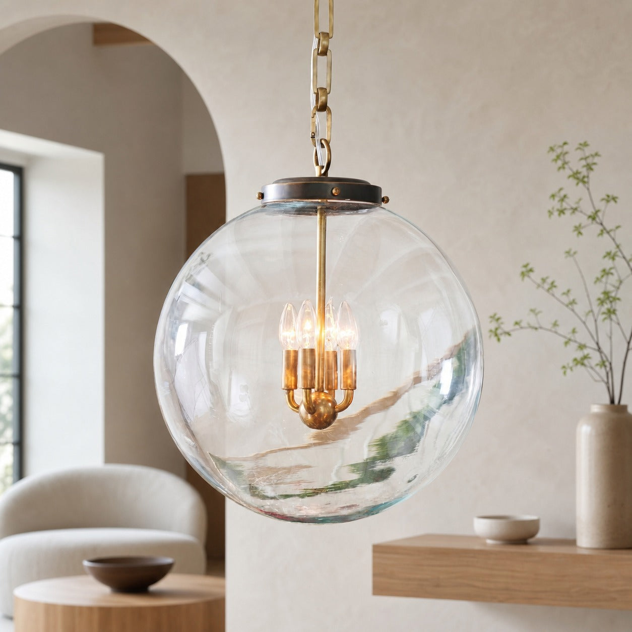 Sterling Minimalist Glass Pendant Collection - Vintage Brass Lighting Design