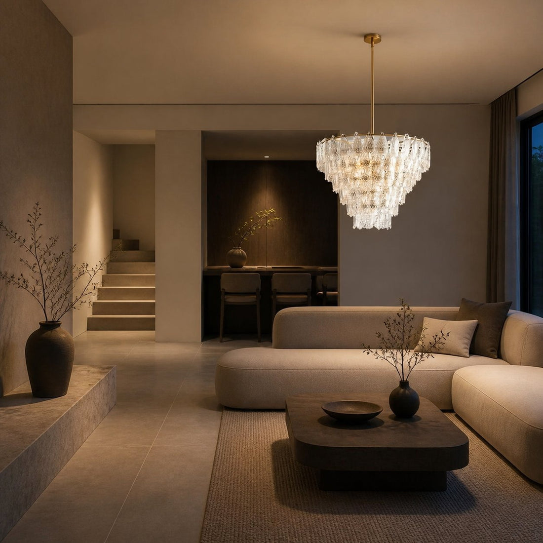 Lumvey Glass Round Chandelier - Elegant Pendant Light for Dining Room and Living Room
