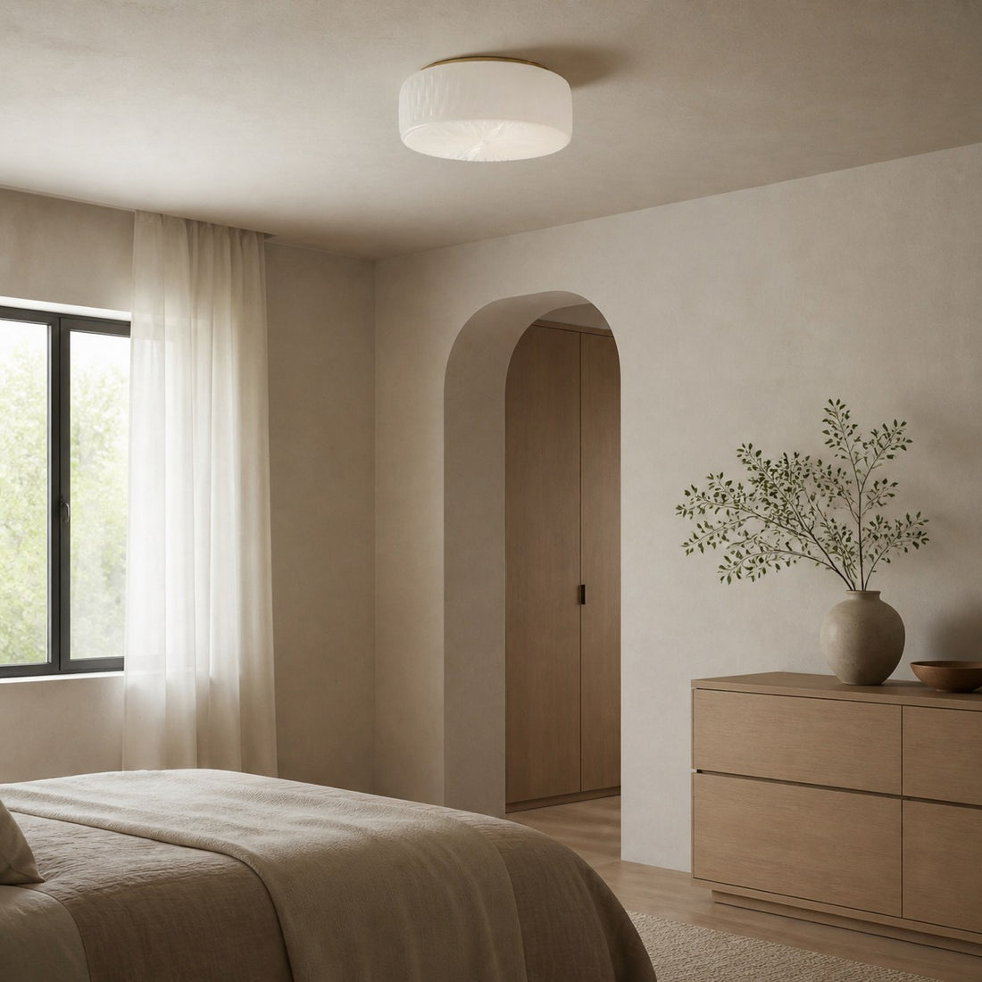 Mistaro Minimal Glass Ceiling Lamp - Flush Mount Design for Living Room and Bedroom