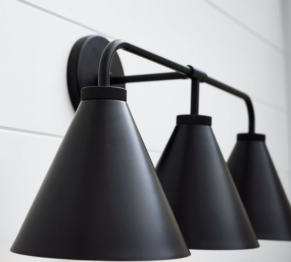 Korvi Iron Tapered Sconce Light - Wall Fixture in Black or Brass