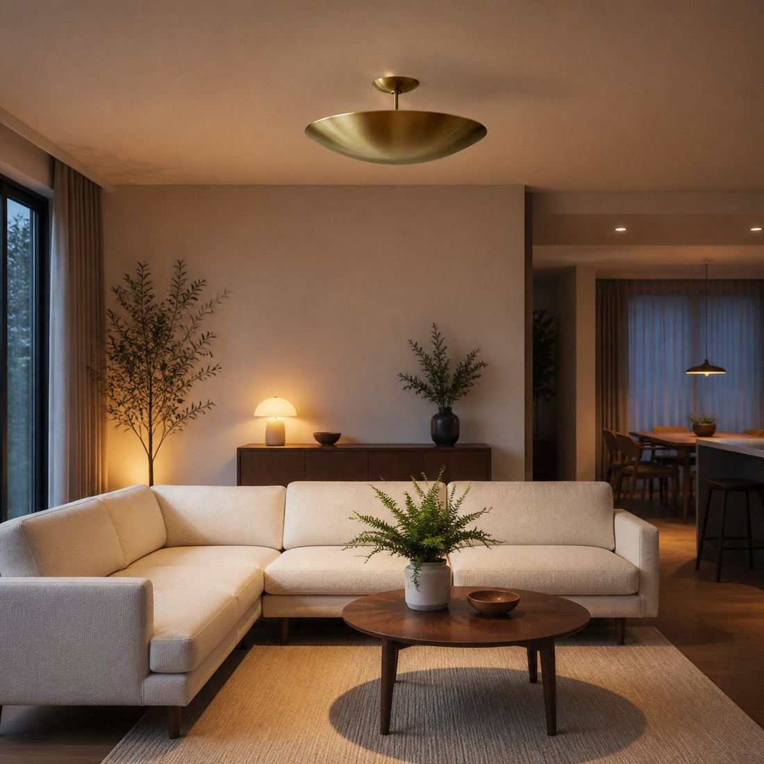 Plara Flush Mount - Rounded Minimalist Dome Metal Ceiling Light for Hallway