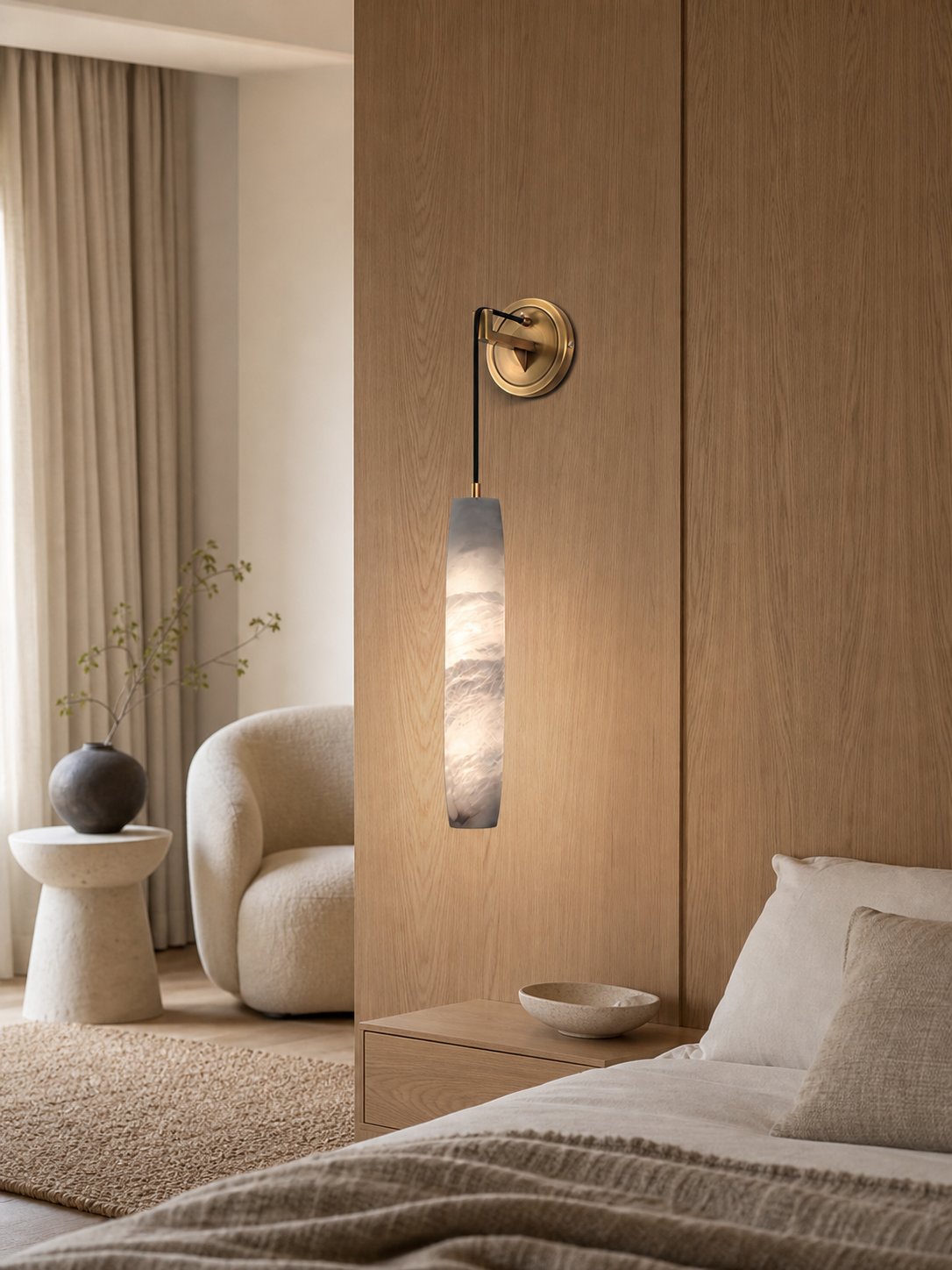 Alabaster Flute Wall Lamp