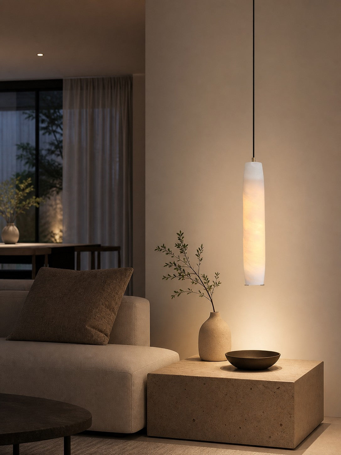 Alabaster Flute Pendant Light
