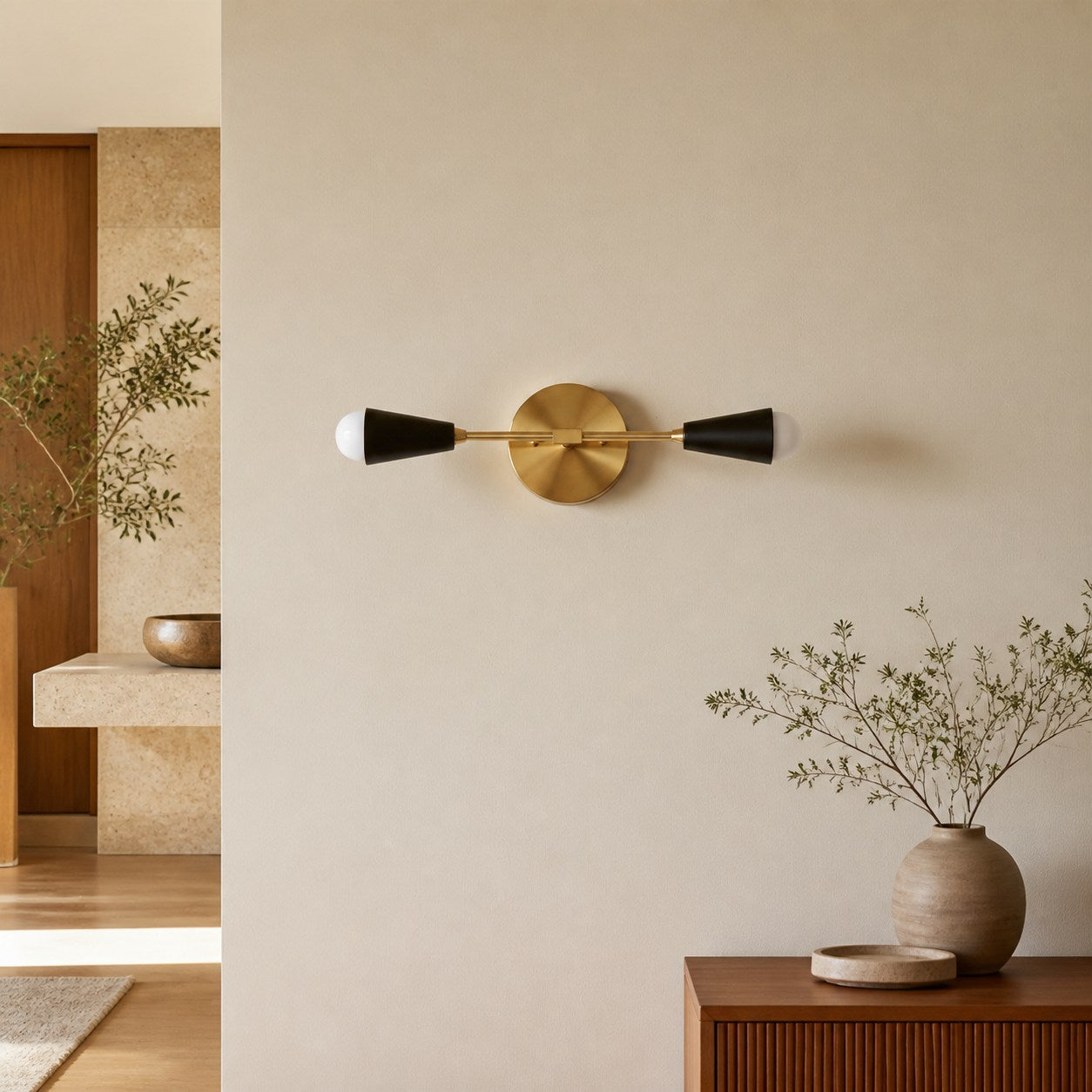 Mobilux Line Minimalist Vanity Light Fixture - Mid Century Bathroom Sconce