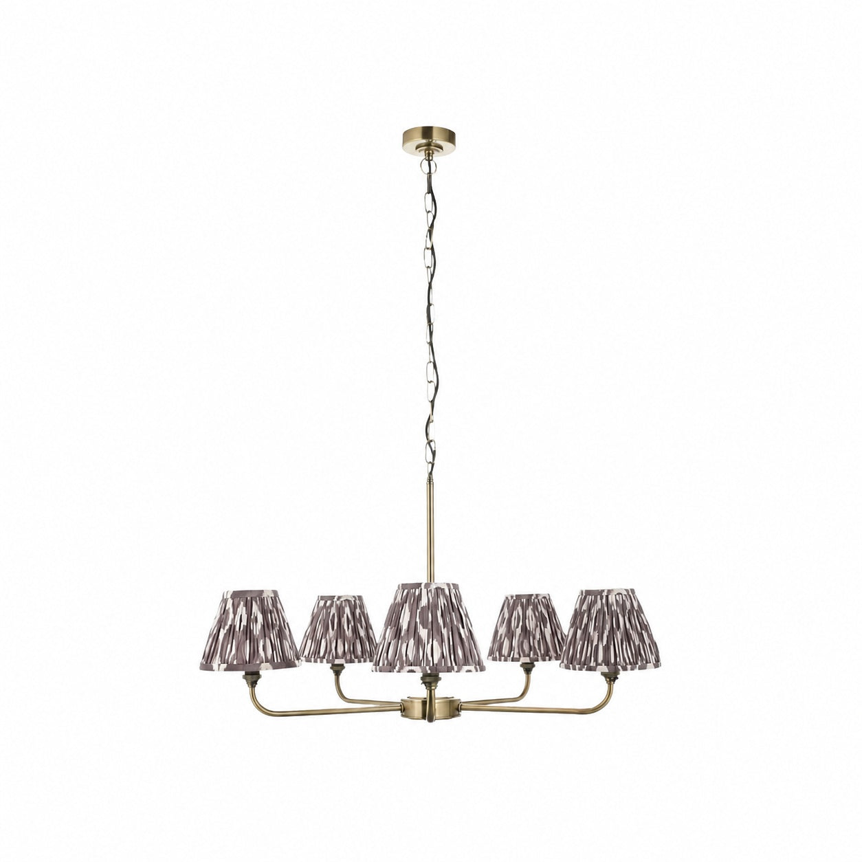 Zevatik Classic Ikat Patterned Fabric Chandelier - Metal Bracket Chandelier
