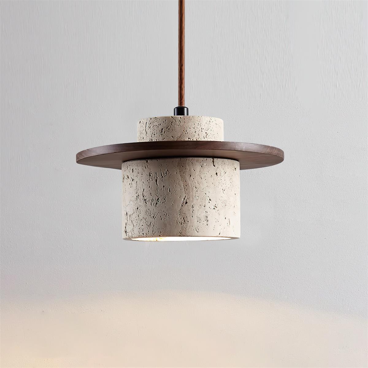 Elegant Textured Cylindra Stone Pendant Lamp
