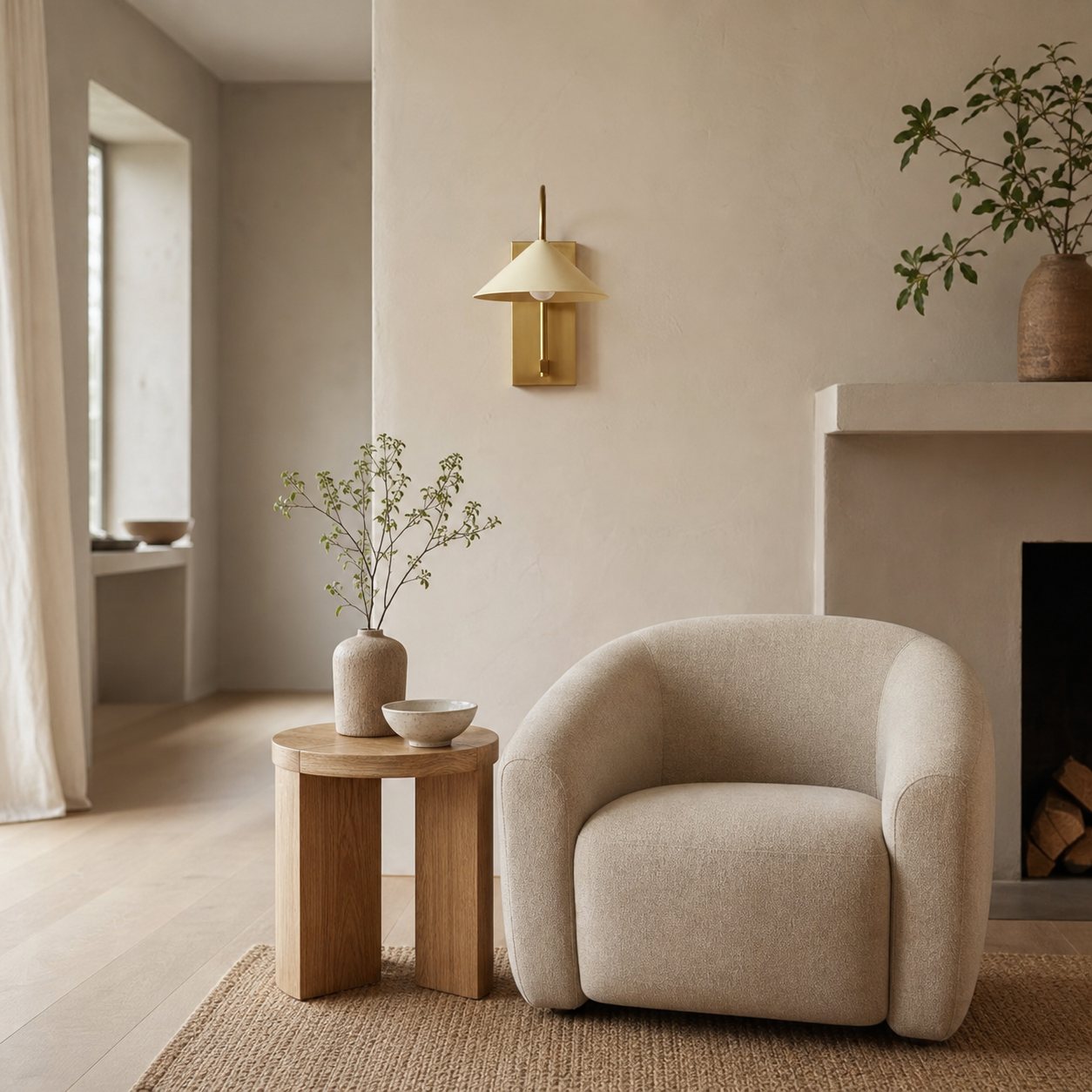 Conique Metal Minimalist Wall Sconce - Sculptural Brass Arch Light for Modern Interiors