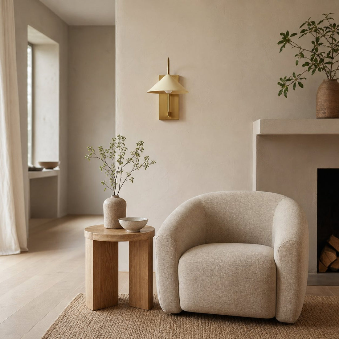 Conique Metal Minimalist Wall Sconce - Sculptural Brass Arch Light for Modern Interiors