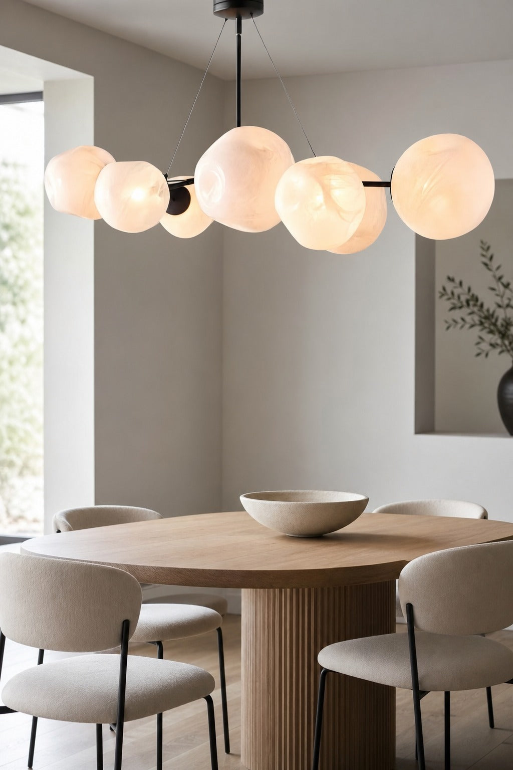 Pawrior Multi-head Organic Glass Spherical Chandelier - Modern Cloud Design Branch Light