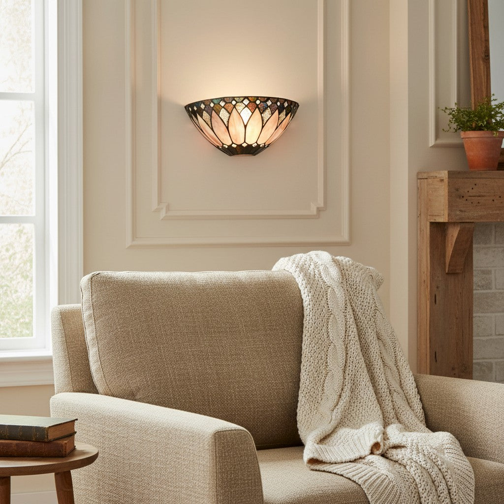 TF Brooklyn Elegant Wall Light - Art Deco Glass Wall Sconce for Living Room or Hallway