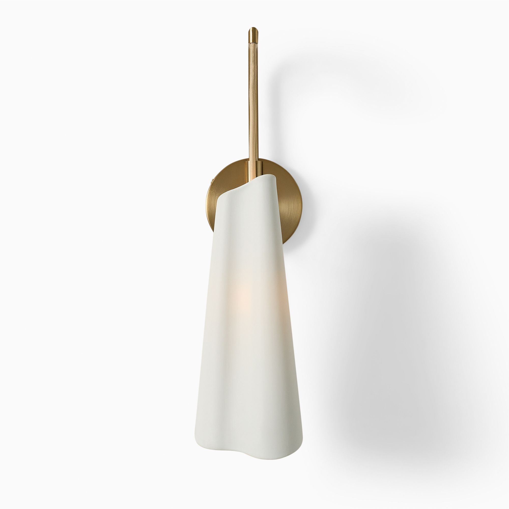 Orovia Sleek Wall Sconce – Ceramic Glass & Metal Champagne Brass